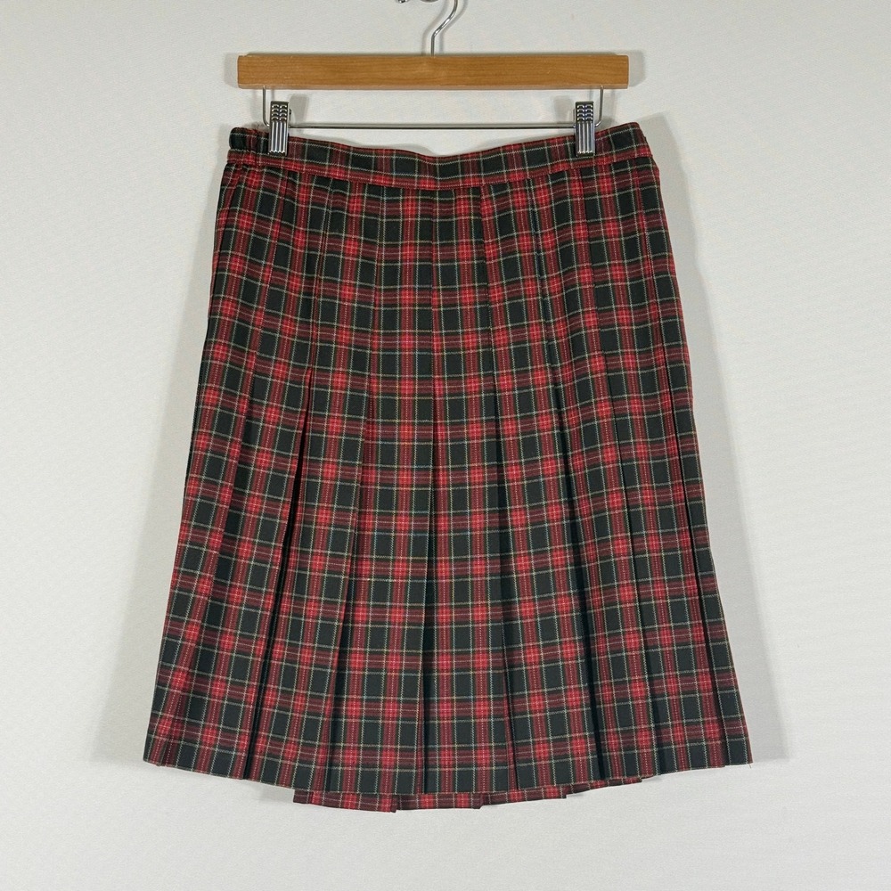Tofy Vintage 14 Skirt Red Black Plaid Pleated Womens Twee Academic Tartan Indie‎